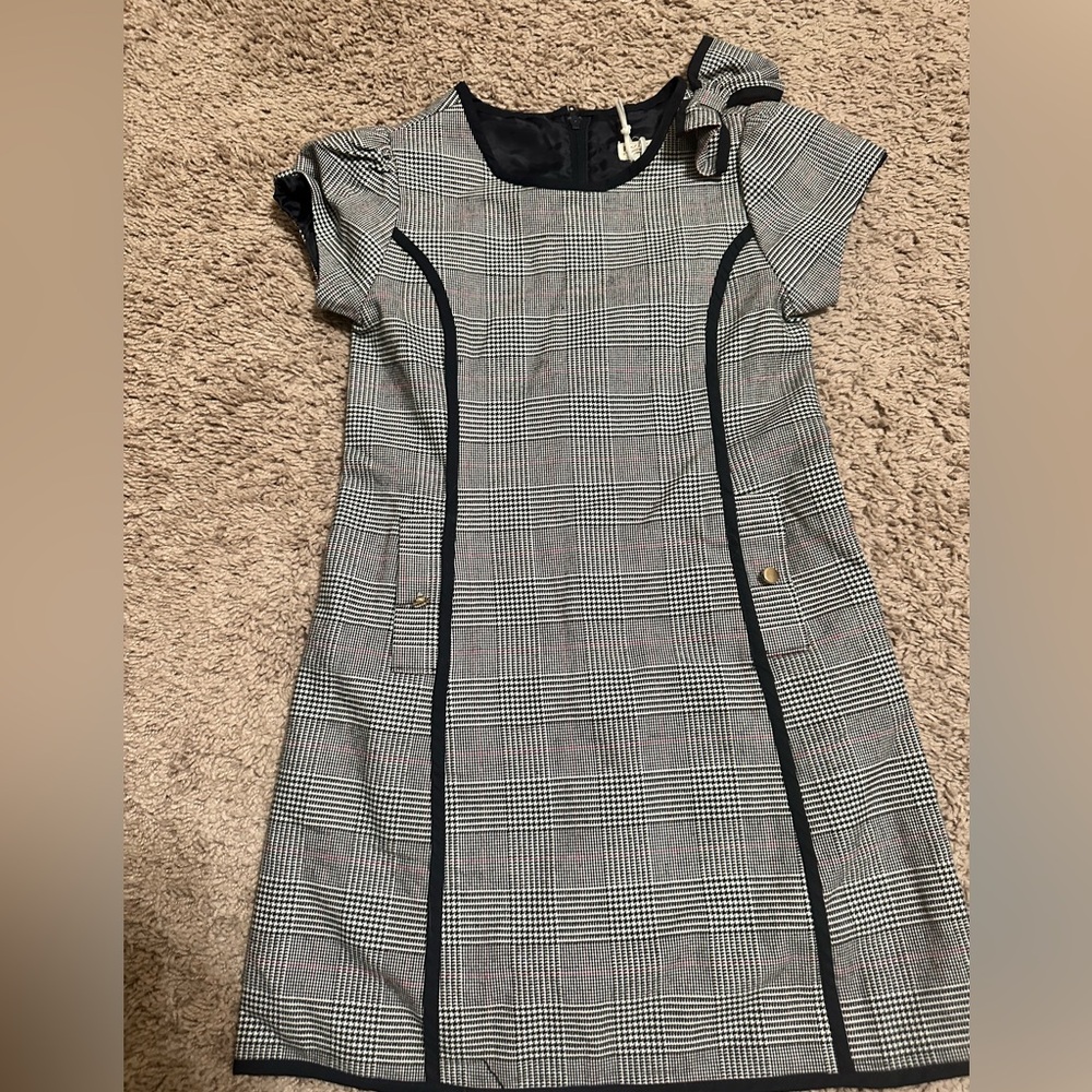 Elegant Black and White Plaid Dress